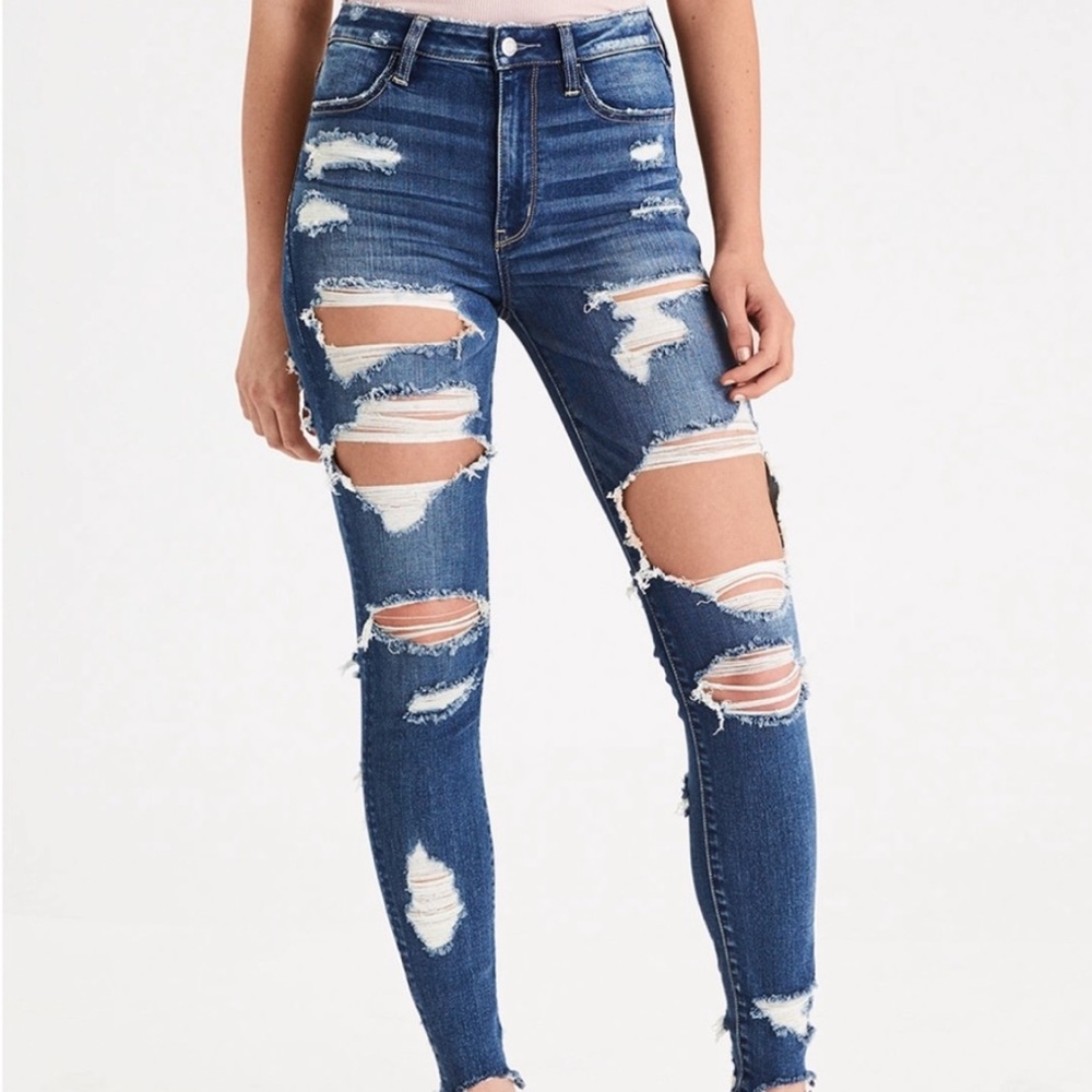 AE DENIM X SUPER HIGH WAISTED LEGGINGS